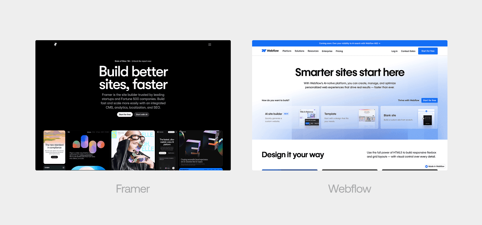 Framer vs Webflow comparison