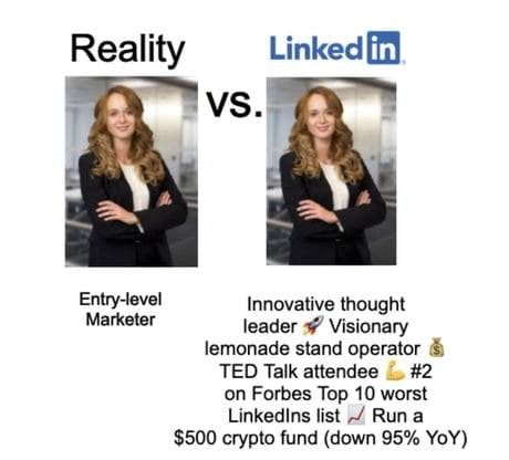 Meme poking fun at overly motivational LinkedIn posts and corporate buzzwords.