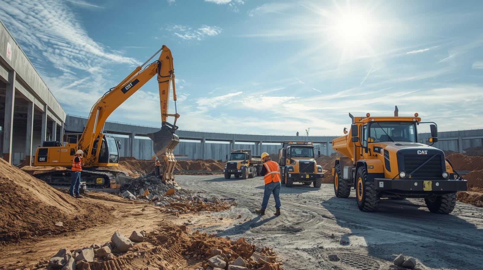 Excavator with GPS tracking device improving efficiency on a construction site.