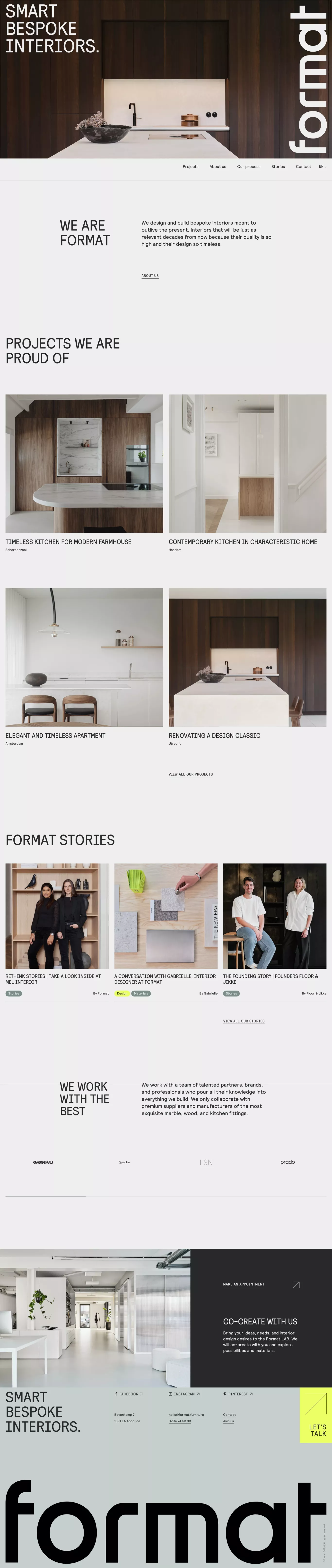 Format Furniture portfolio page screenshot showcasing Design and Architecture design