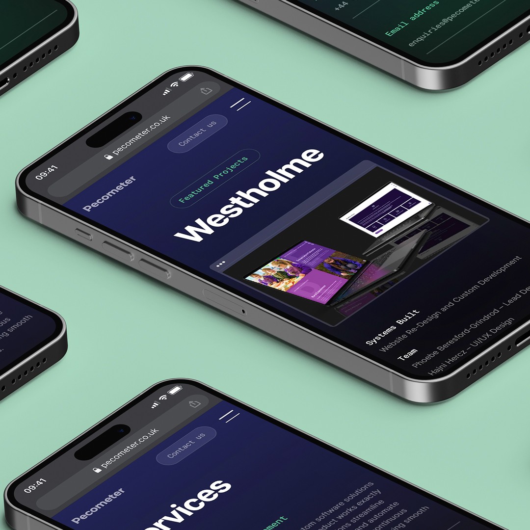 Pecometer Software UX/UI, Web and Brand Design - Pecometer 2024 Website Design phone mockup