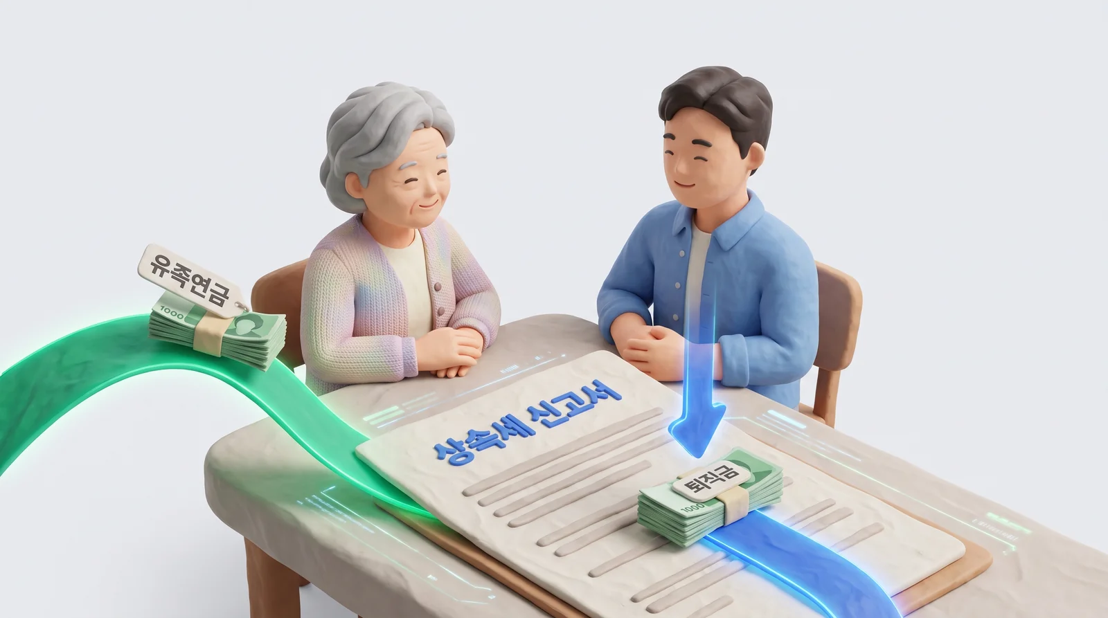 상속세 신고서를 사이에 두고 유족연금과 퇴직금이 서로 다른 길로 갈리는 장면