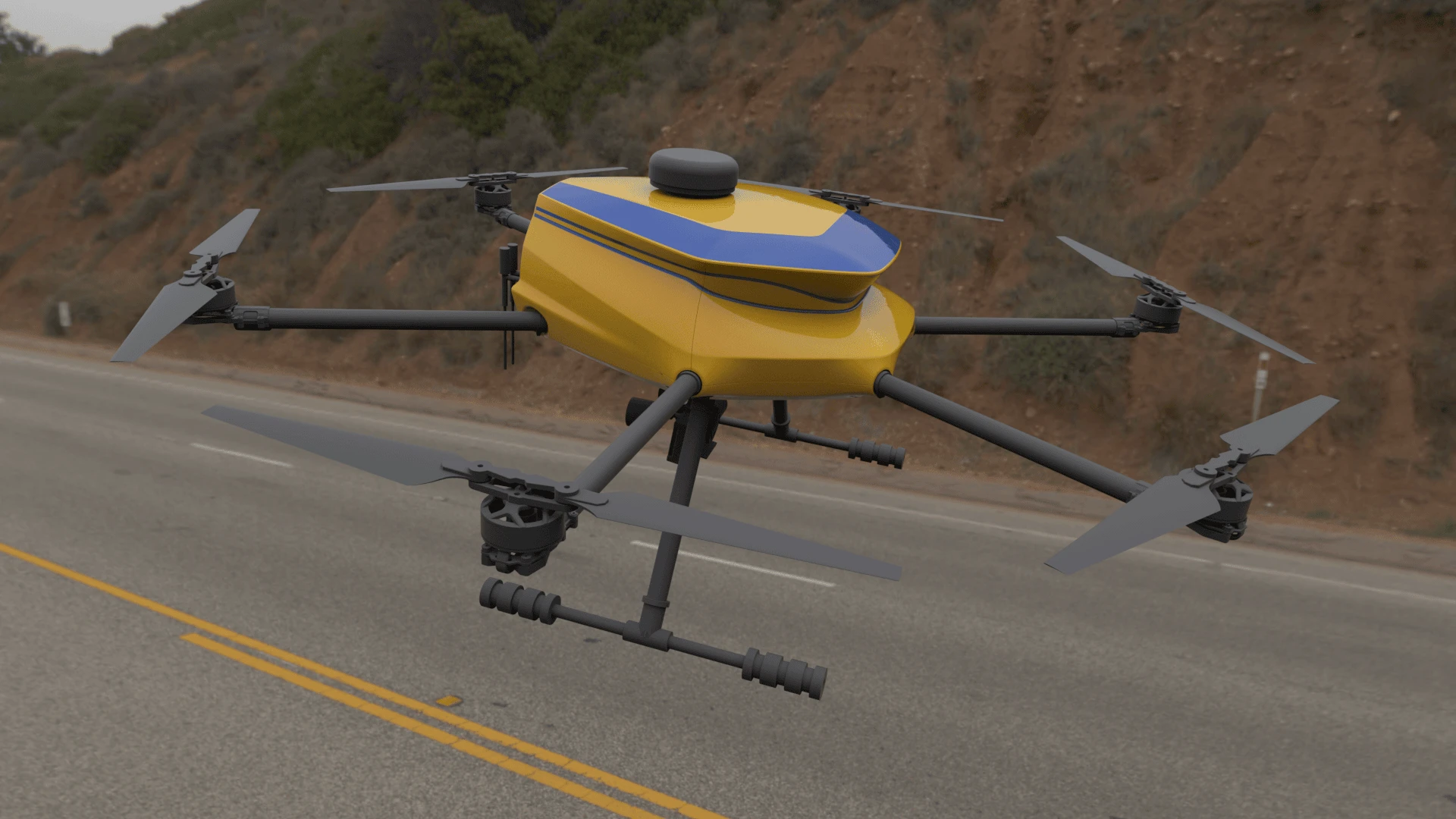 Surveillance drone render by AYA Design studios