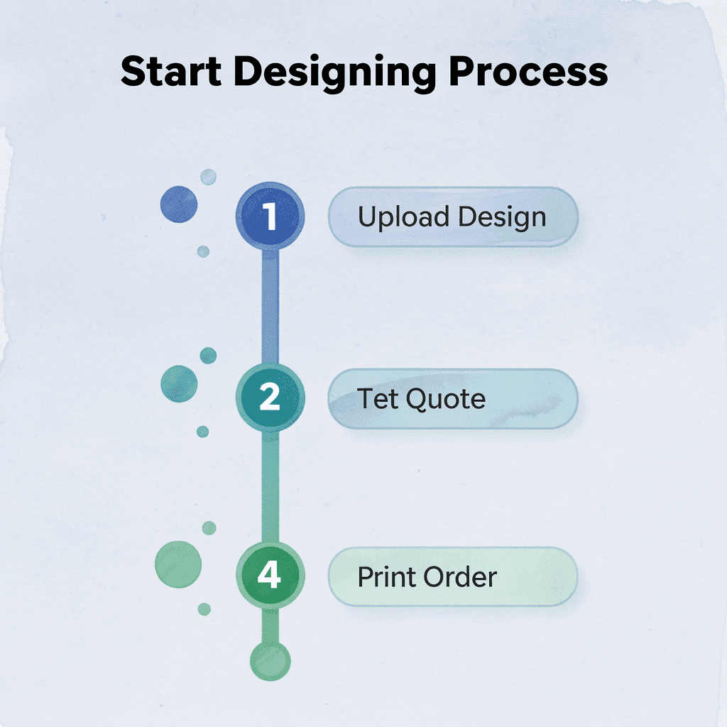 Four-step numbered process for starting custom shirt design
