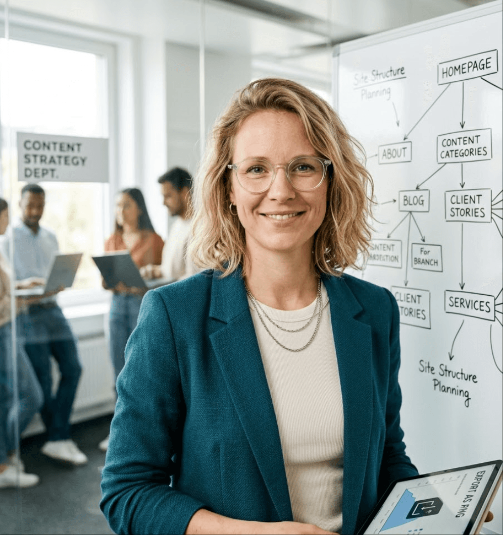 Content strategist using a tree chart maker for planning site architecture and content hierarchies