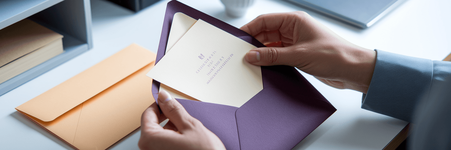 Personalised letter being placed in envelope.