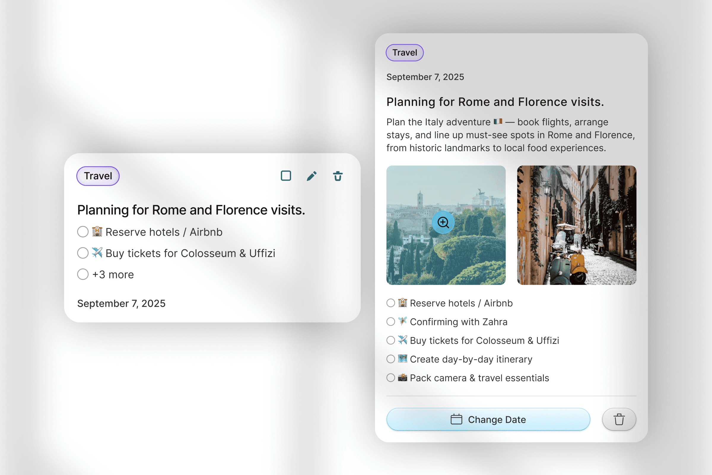 Cards, Todo app, Note-taking, UI/UX Zahravisuals