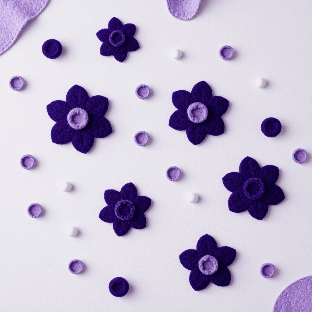 product photography of felt blueberry shapes
