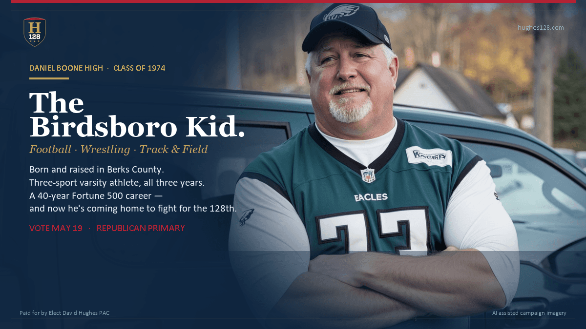 David Hughes — Birdsboro kid, Daniel Boone Class of 1974, running for PA 128th District