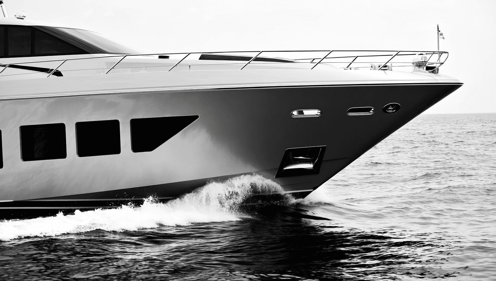 super yacht black and white