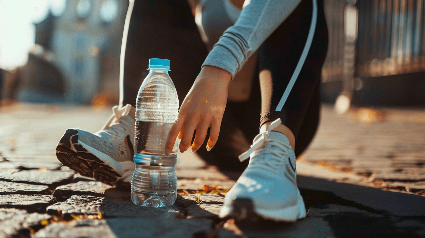 Individual staying hydrated and resting post-workout.