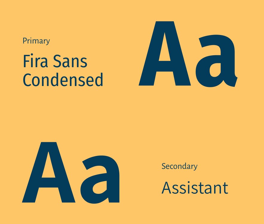 Typography showcase of brand fonts, featuring Mahersy as primary serif font and Brandon Grotesque as secondary sans serif font.
