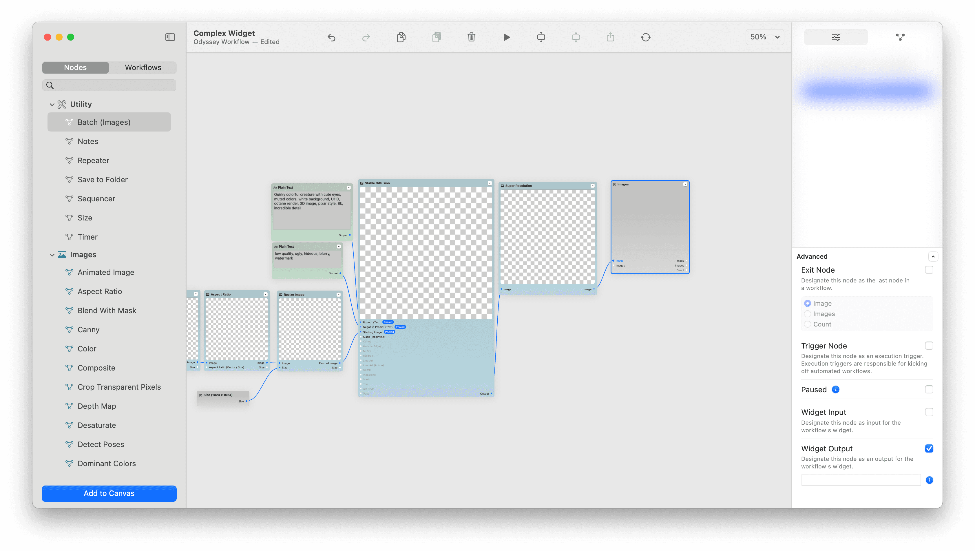 Setting batch (images) node as a widget output