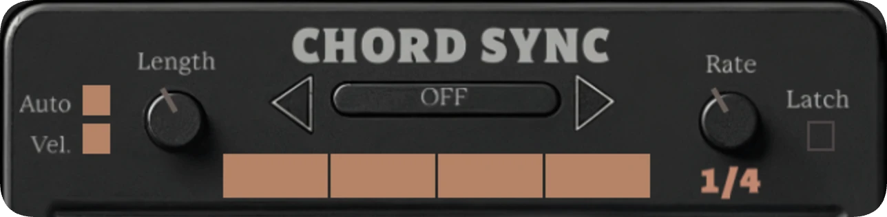 The Chord Sync control row on the plug-in, dark theme