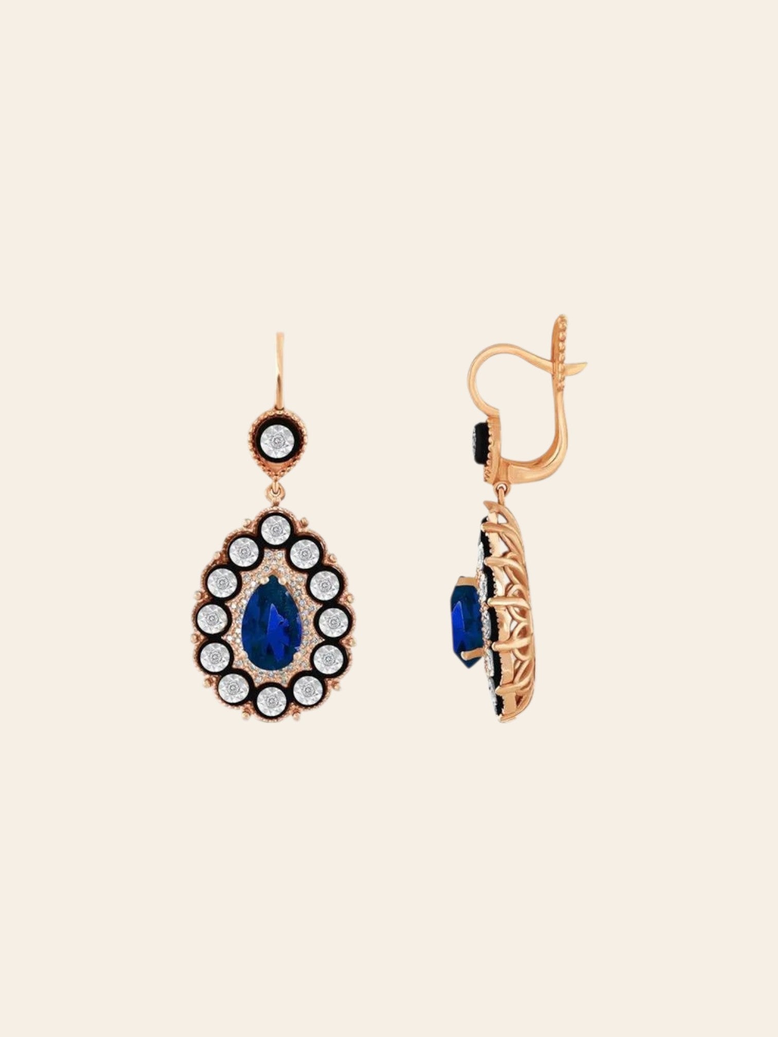 Assos 0.33 Karat Safir Renkli Sallantılı Elmas Pembe Altın Küpe