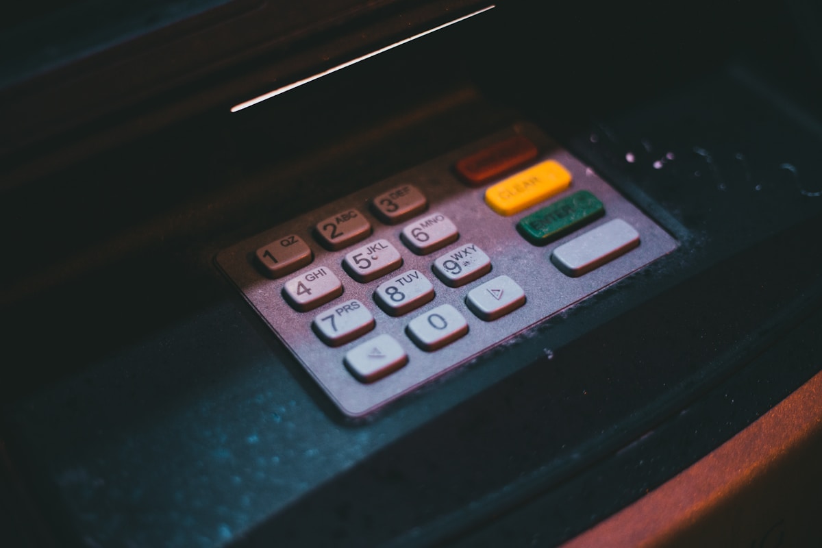 Close-up of an ATM keypad