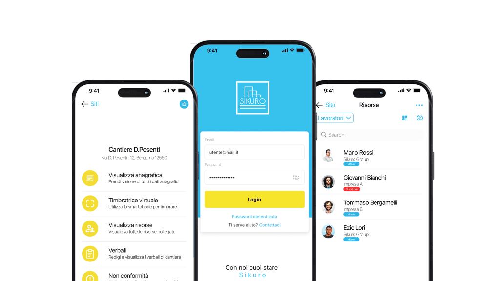 schermate app sicurezza sul lavoro