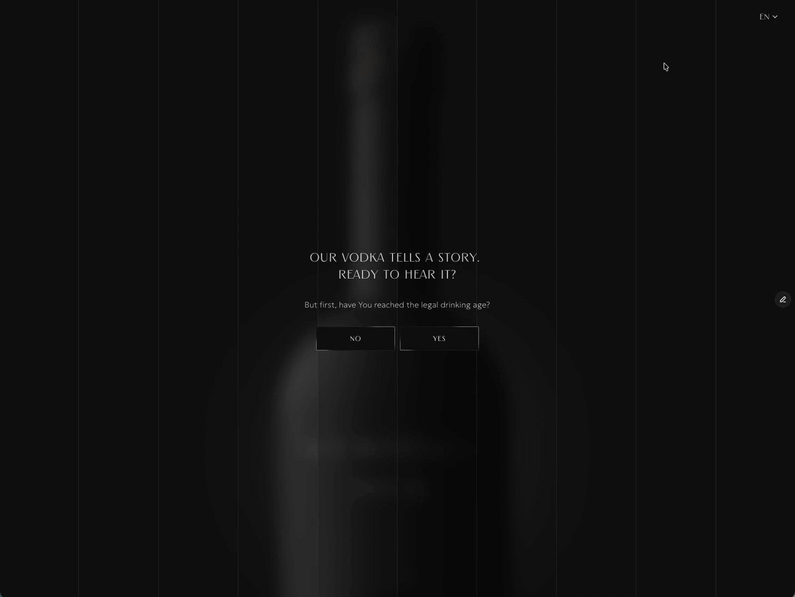 KYI Gorilka age verification screen with dark bottle background and yes or no buttons