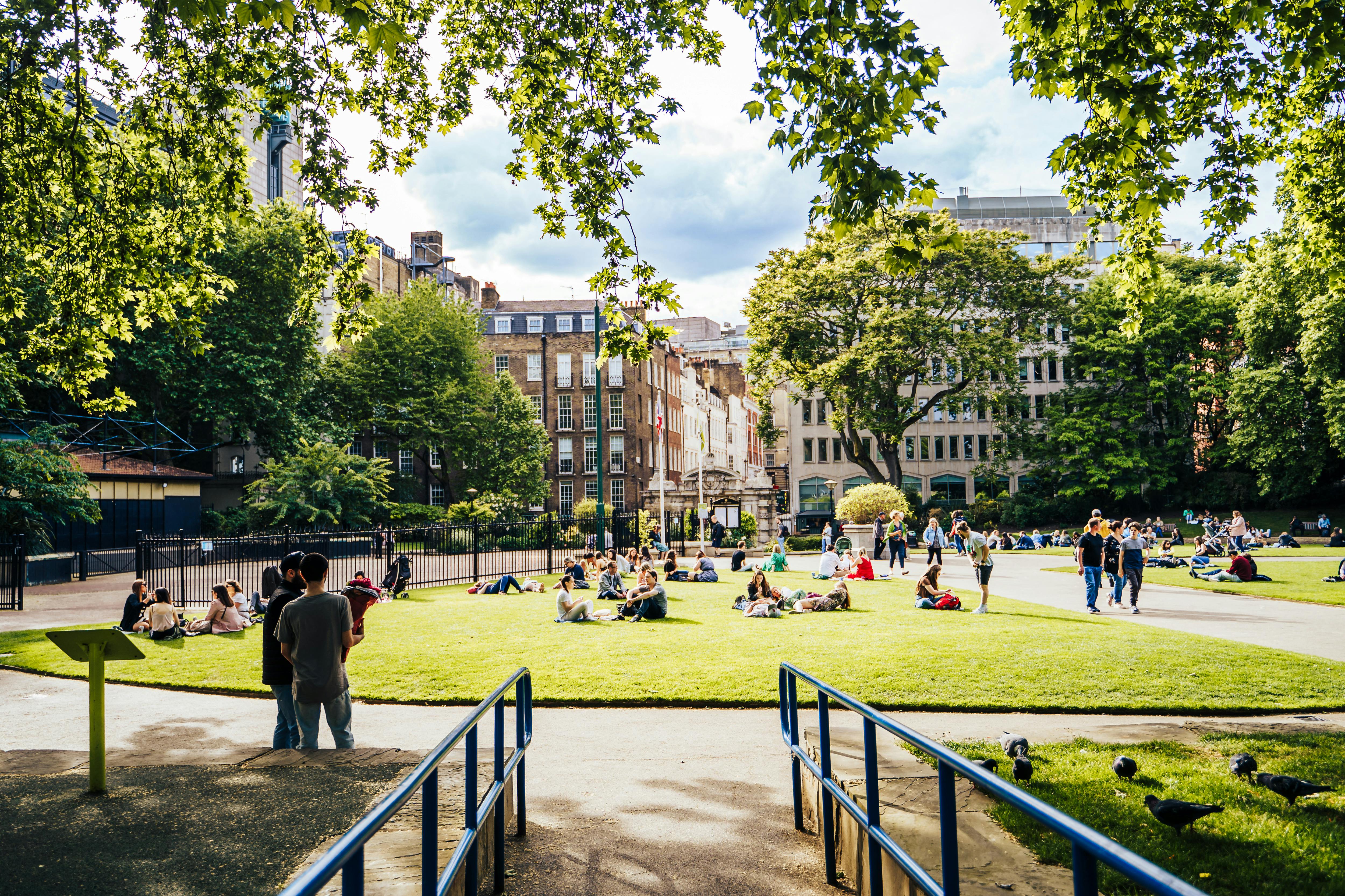 a college community with students connecting - chill vibe