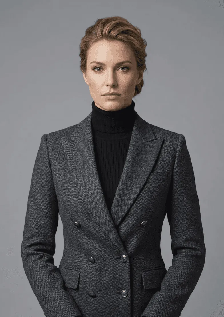 Emma Davies, Service Advisor, professional headshot in gray suit against gray background