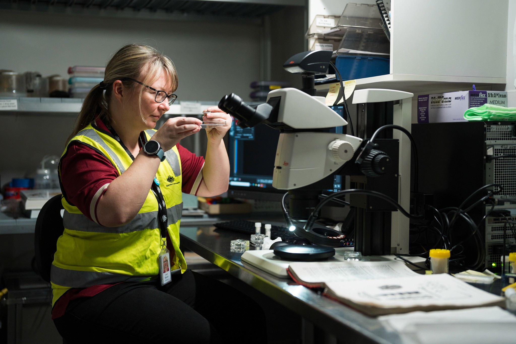 A woman works in a lab