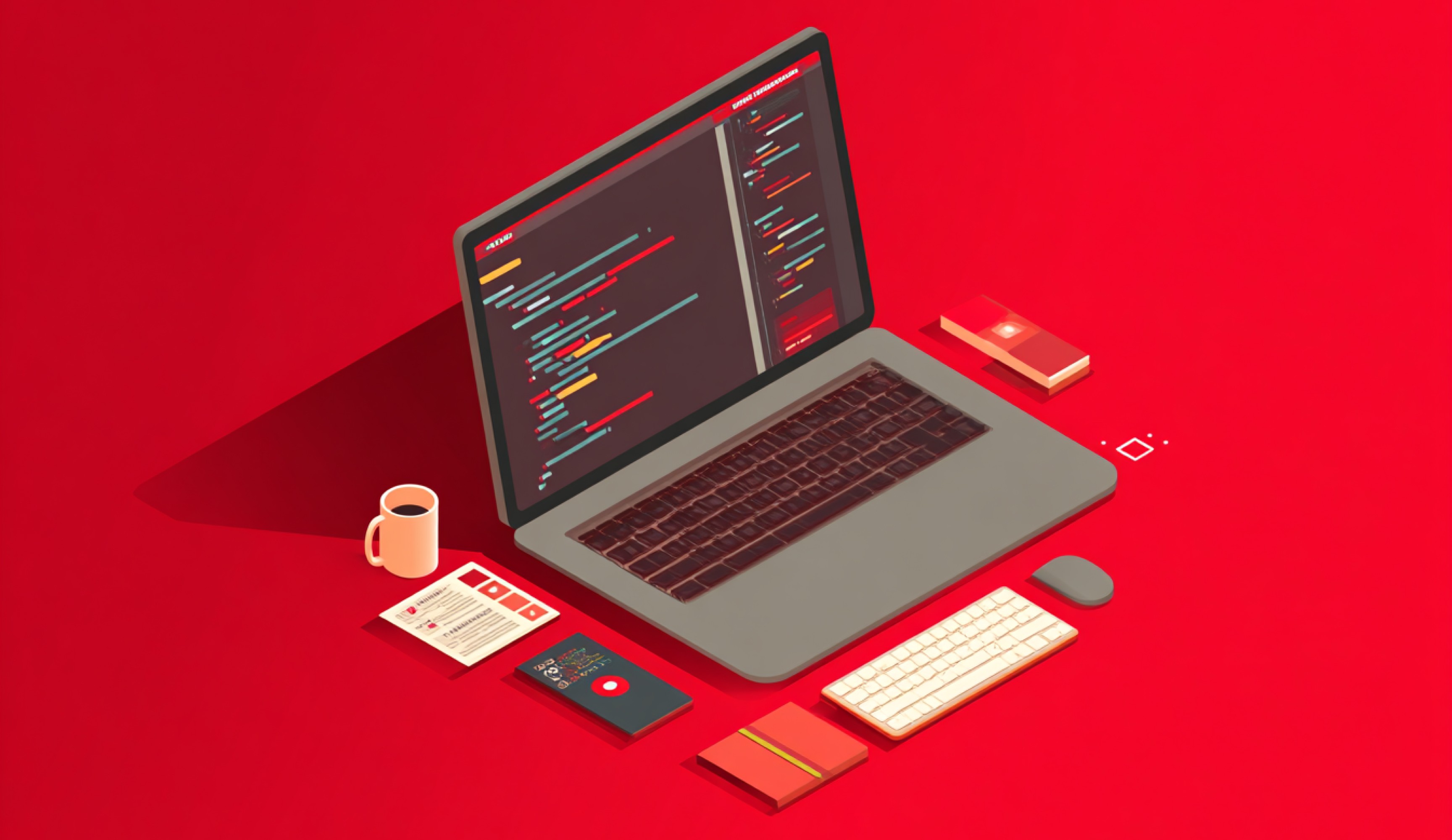 Illustration of macbook workstation