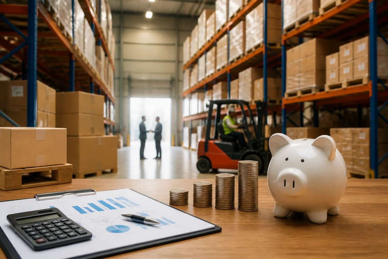 Warehouse Cost in a Dubai Free Zone beside a warehouse with cargo pallets and a