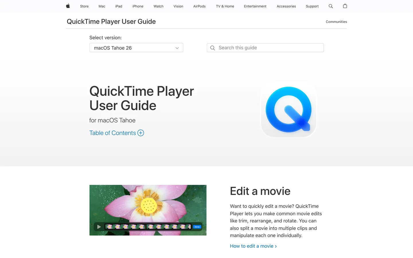 Apple's QuickTime Player user guide for macOS