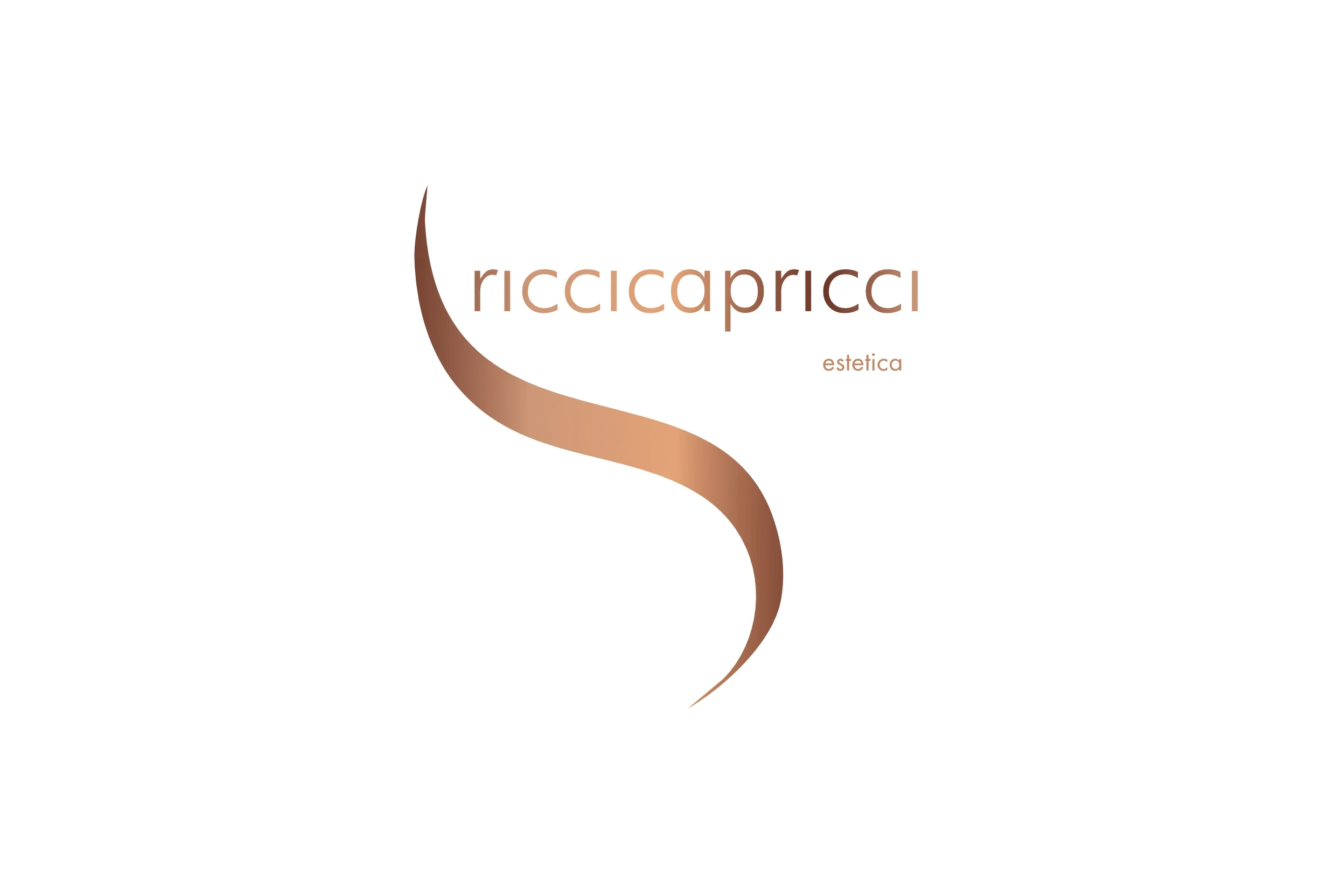 Logo riccicapricci estetica brand identity logo design oro su fondo bianco