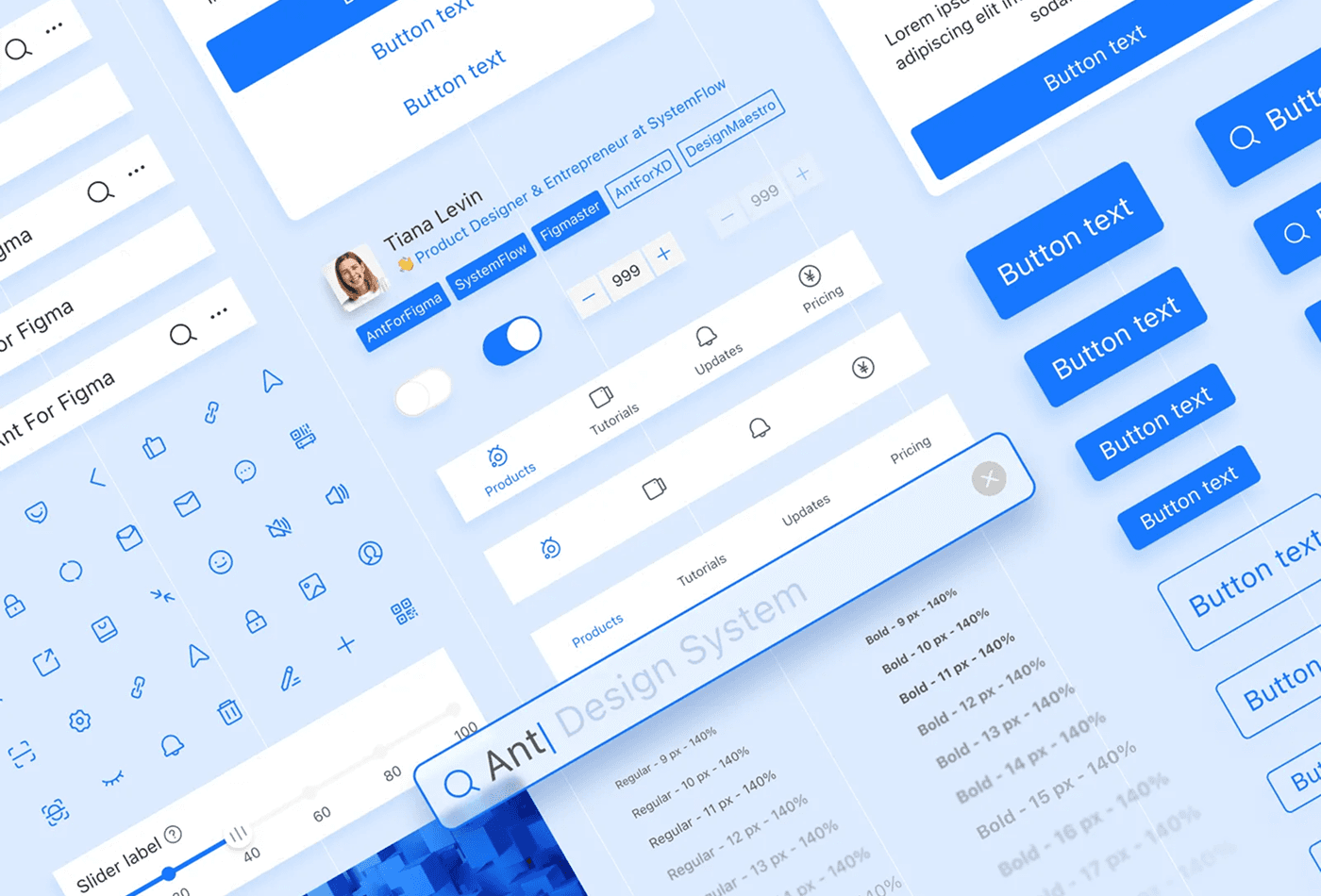 Illustrative image of the components of the Design System (Ant Design) that were used in the project.