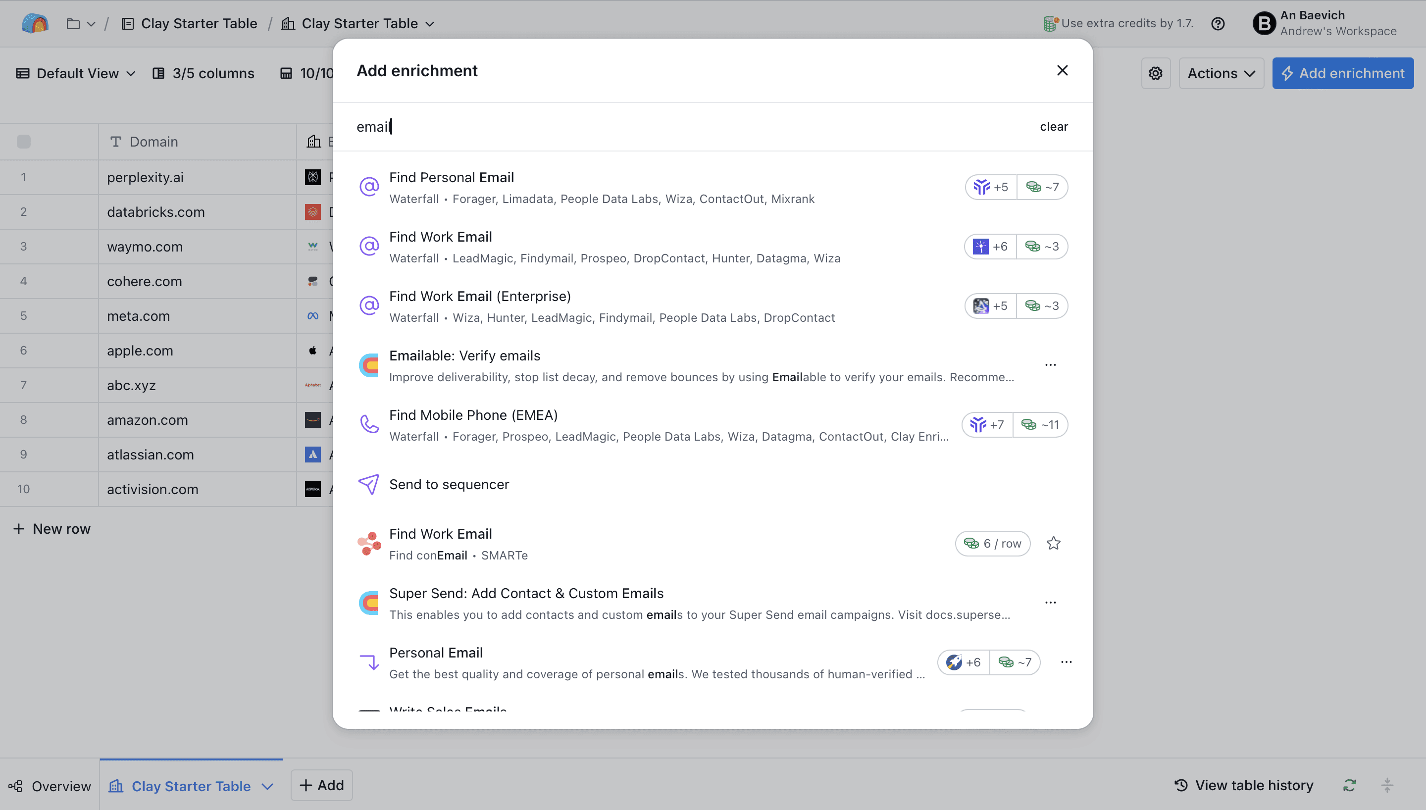 Clay data enrichment