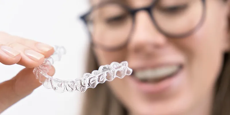 Patient wearing clear braces