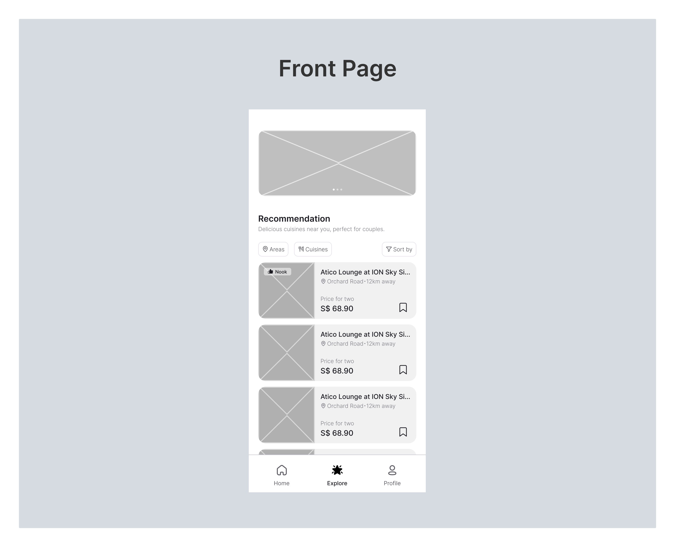 Wireframer explore menu