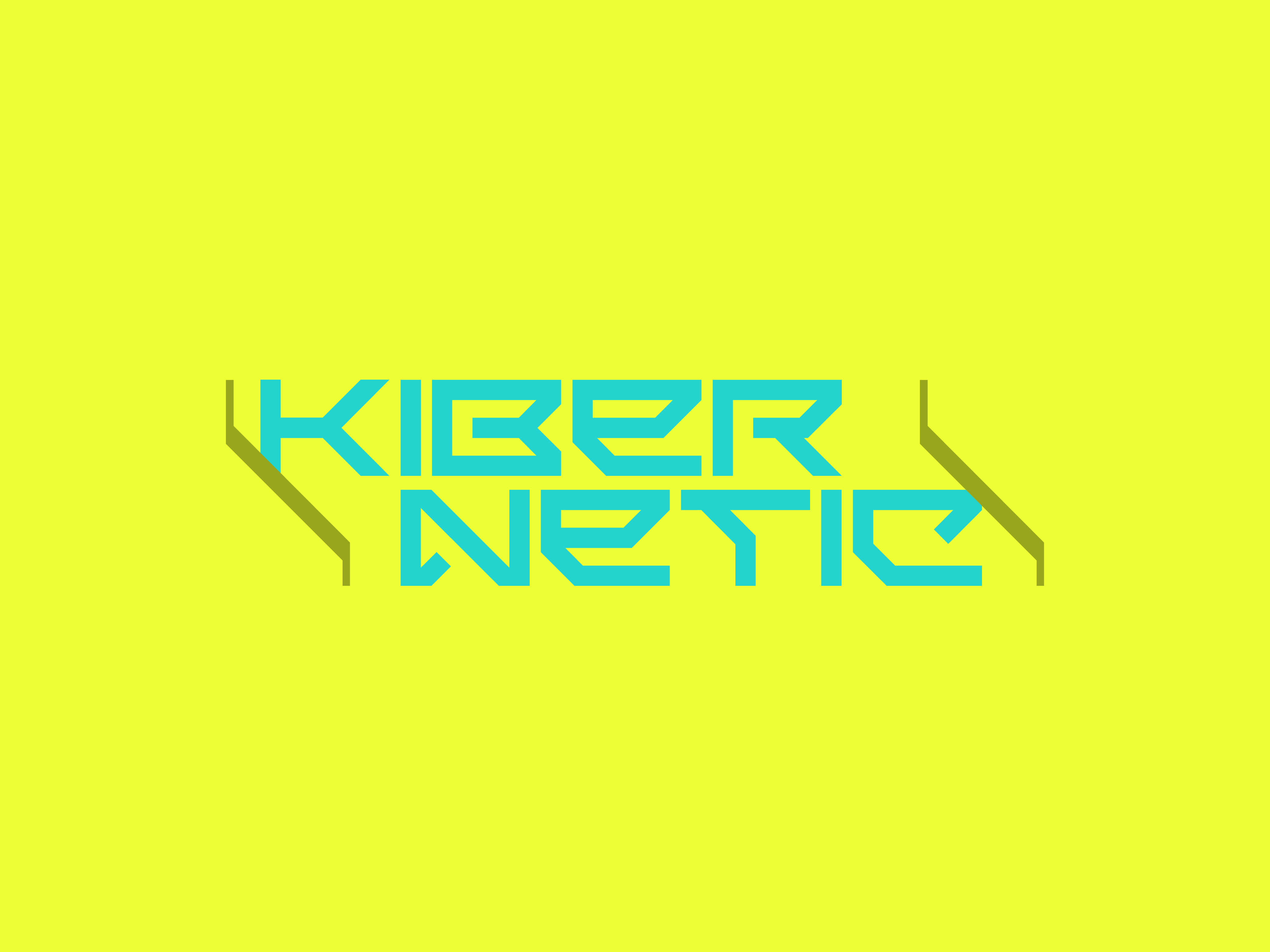 kibernetic bright blue logo on a yellow background