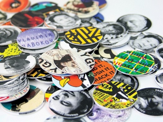 close-up of small circle chips with illustrations on them