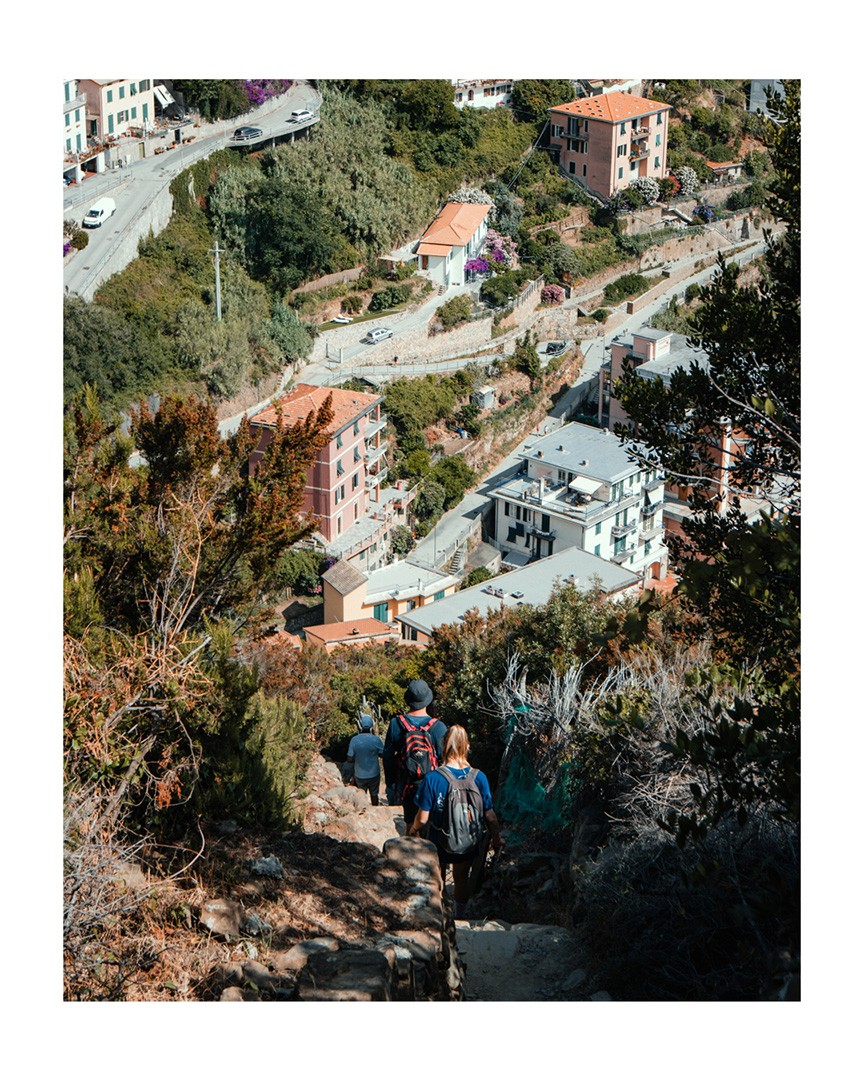 Downwards path with people walking hike Photography