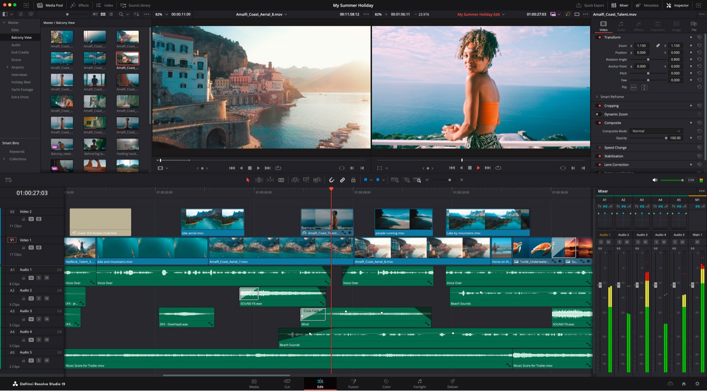 DaVinci Resolve running on a cloud computer