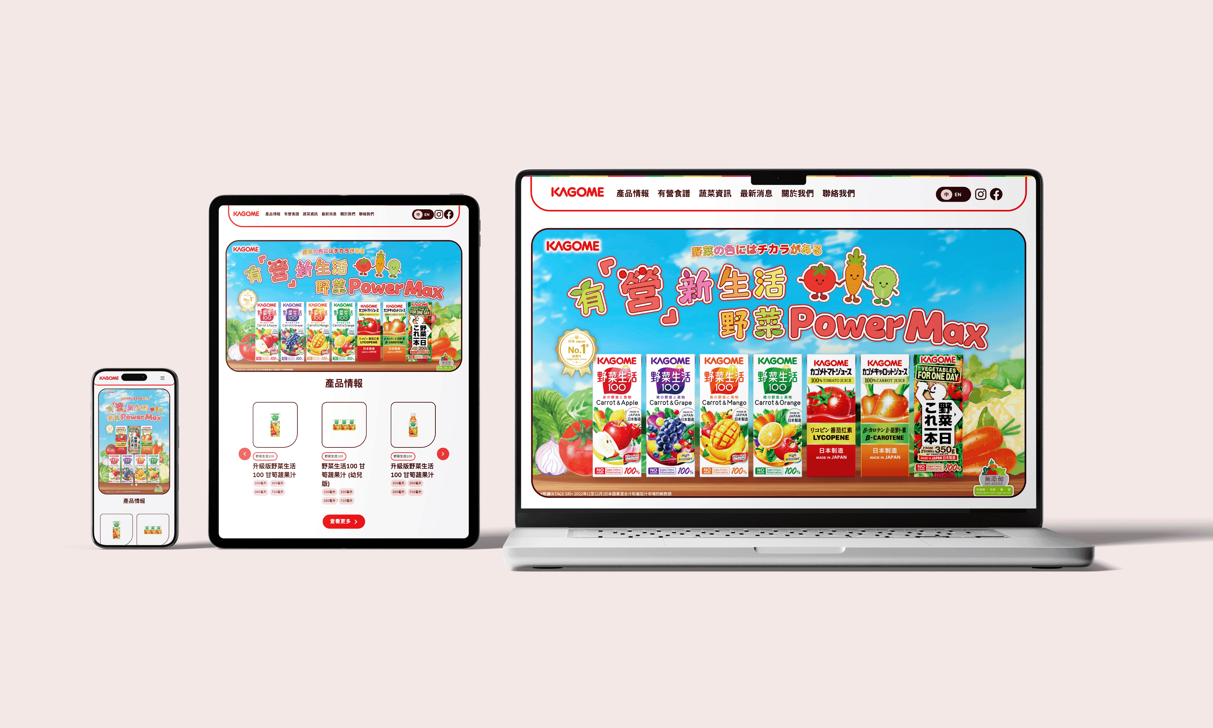 Kagome website screens