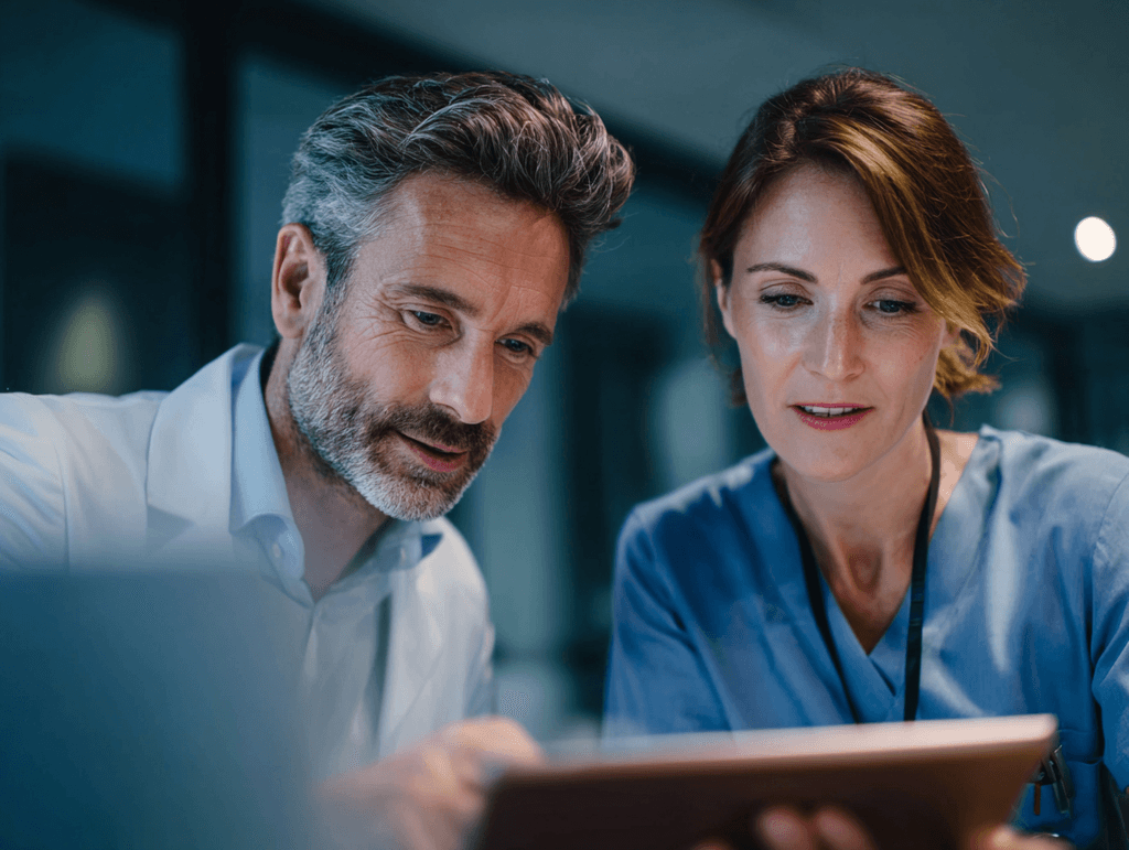 A construction expert checking the drawings on a construction site.