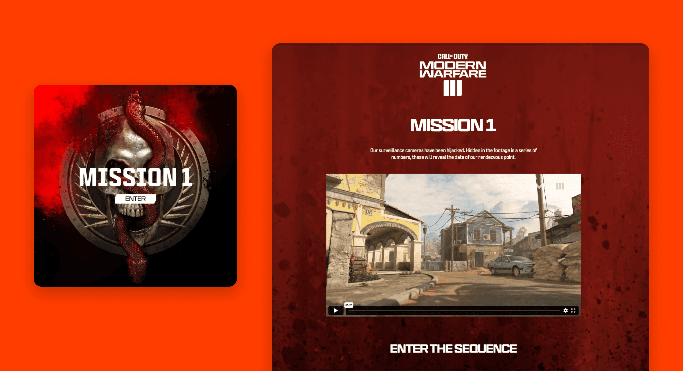 The Mission 1 Click-Through Tile and the mission landing page it opens