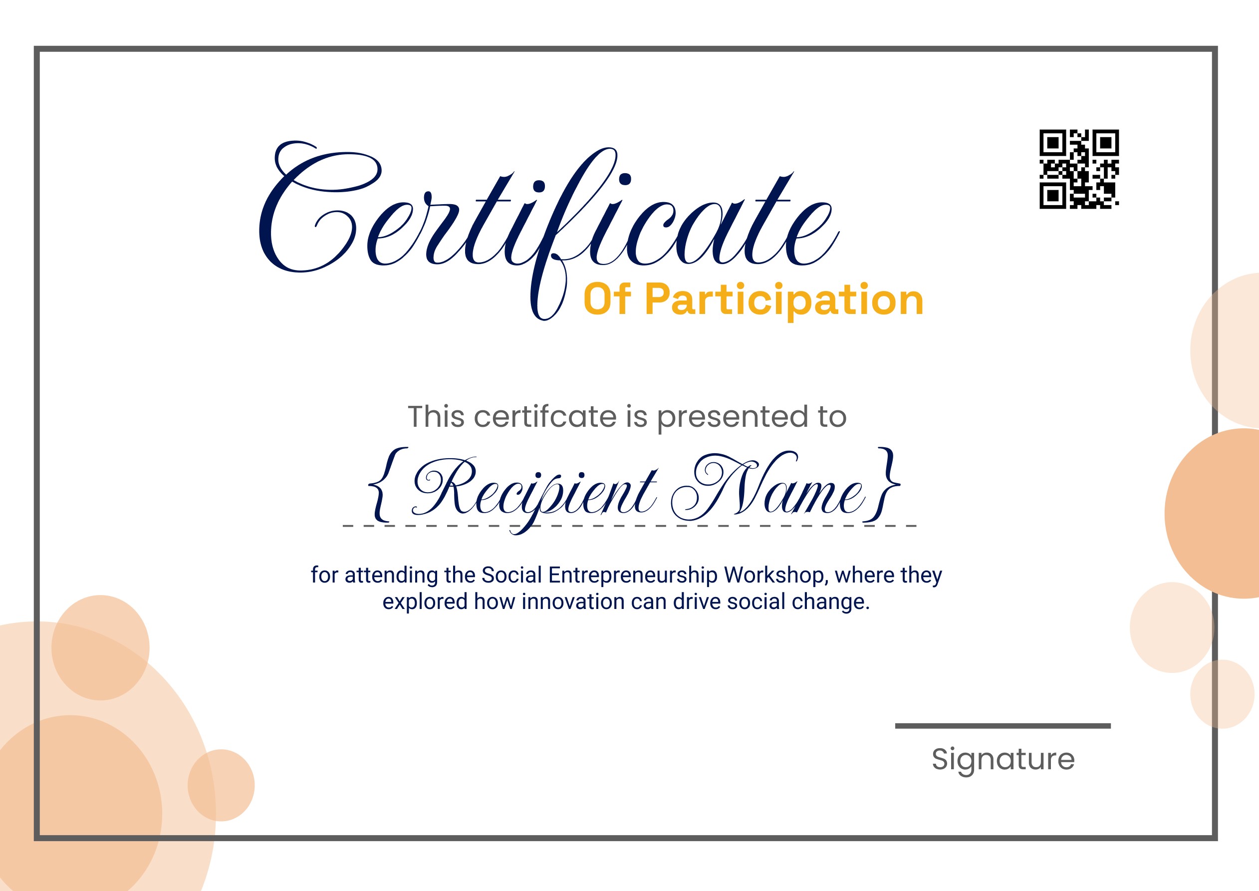 Wauld - Minimalistic and stylish workshop participation certificate template