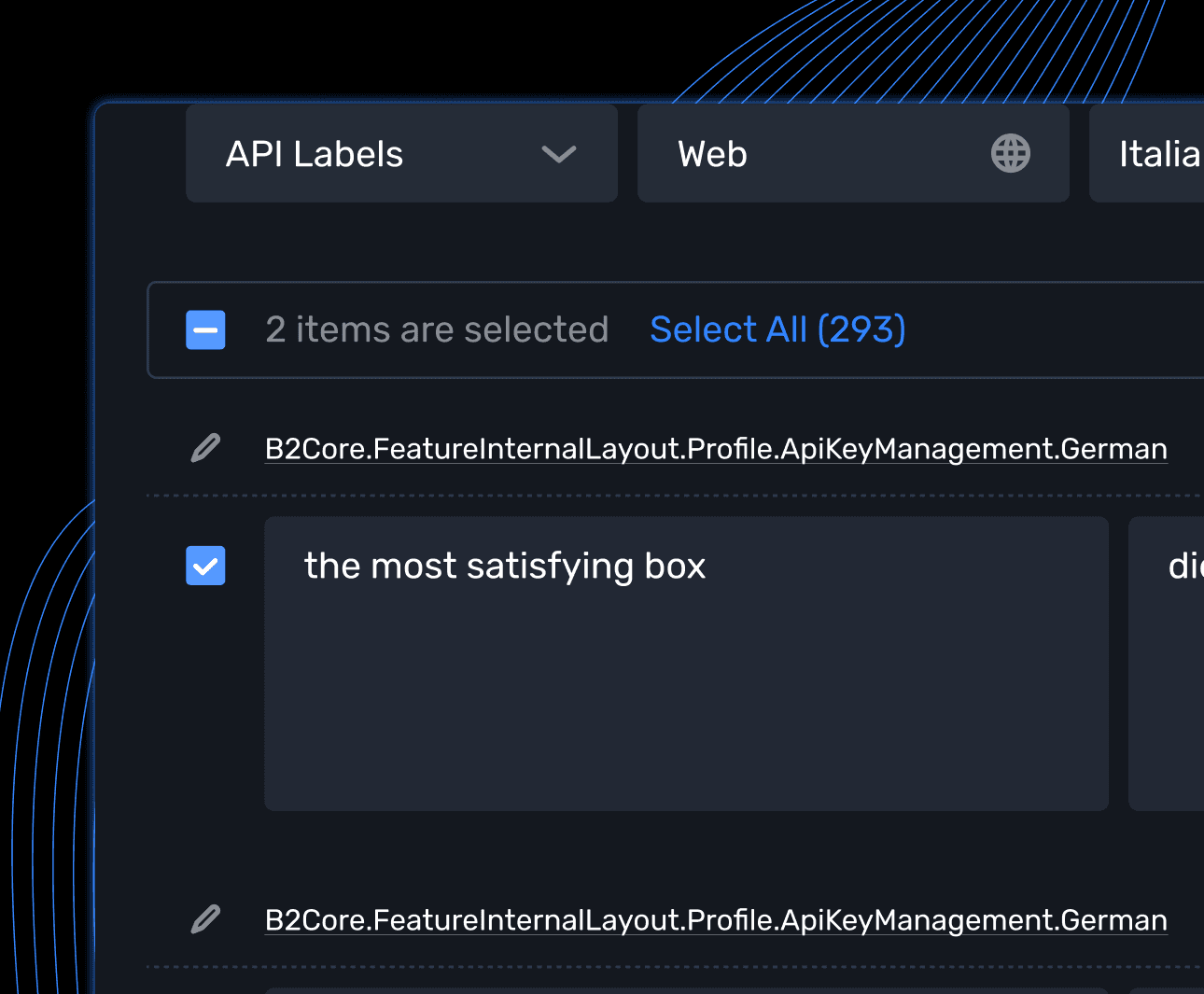 Bulk translation management