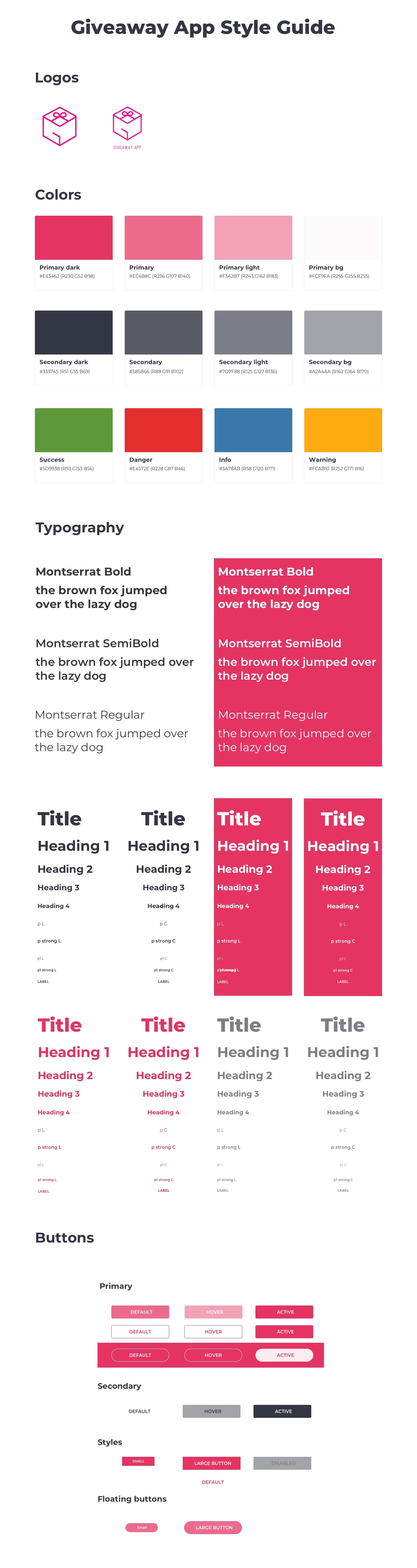 Giveaway App Style guide