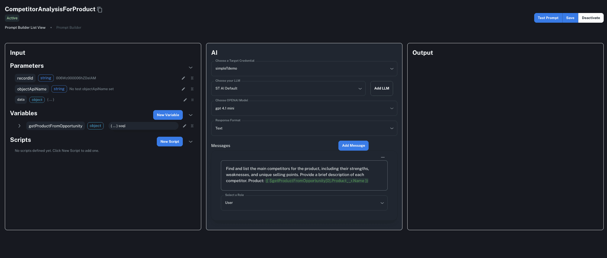 Prompt Builder Three Panels