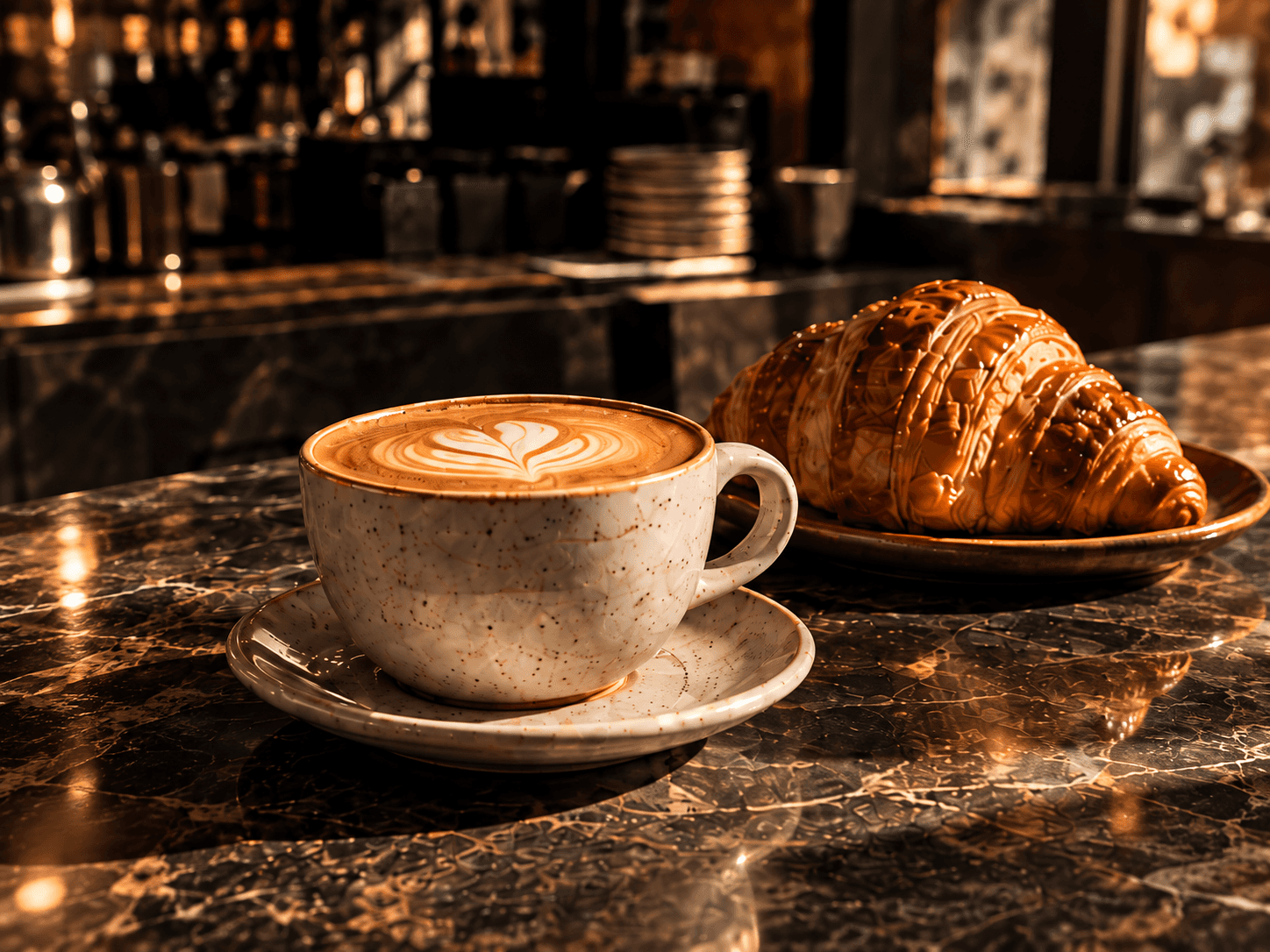Café y croissant, imagen de ejemplo