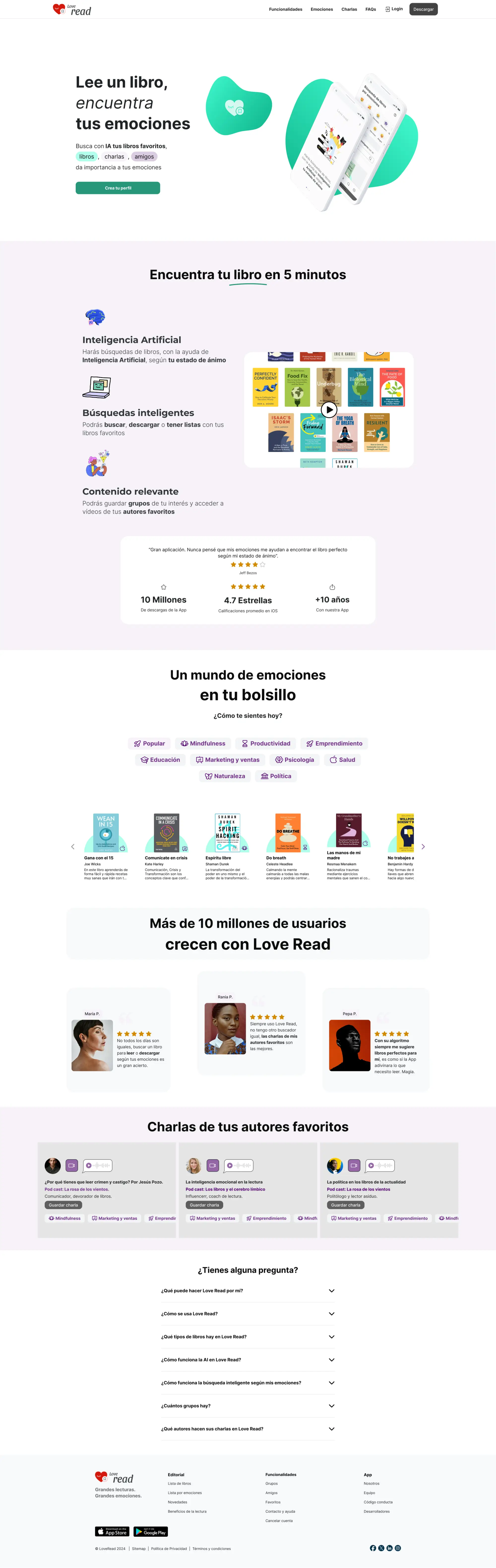 Landing promocional de la APP