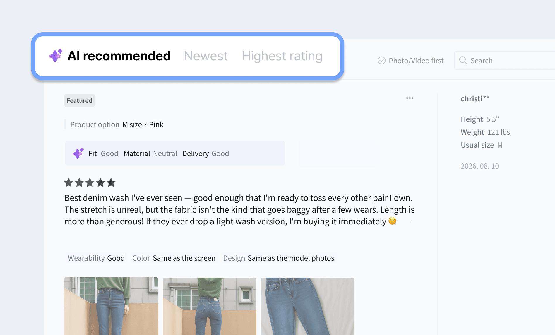 AI Recommended review sorting on Shopify