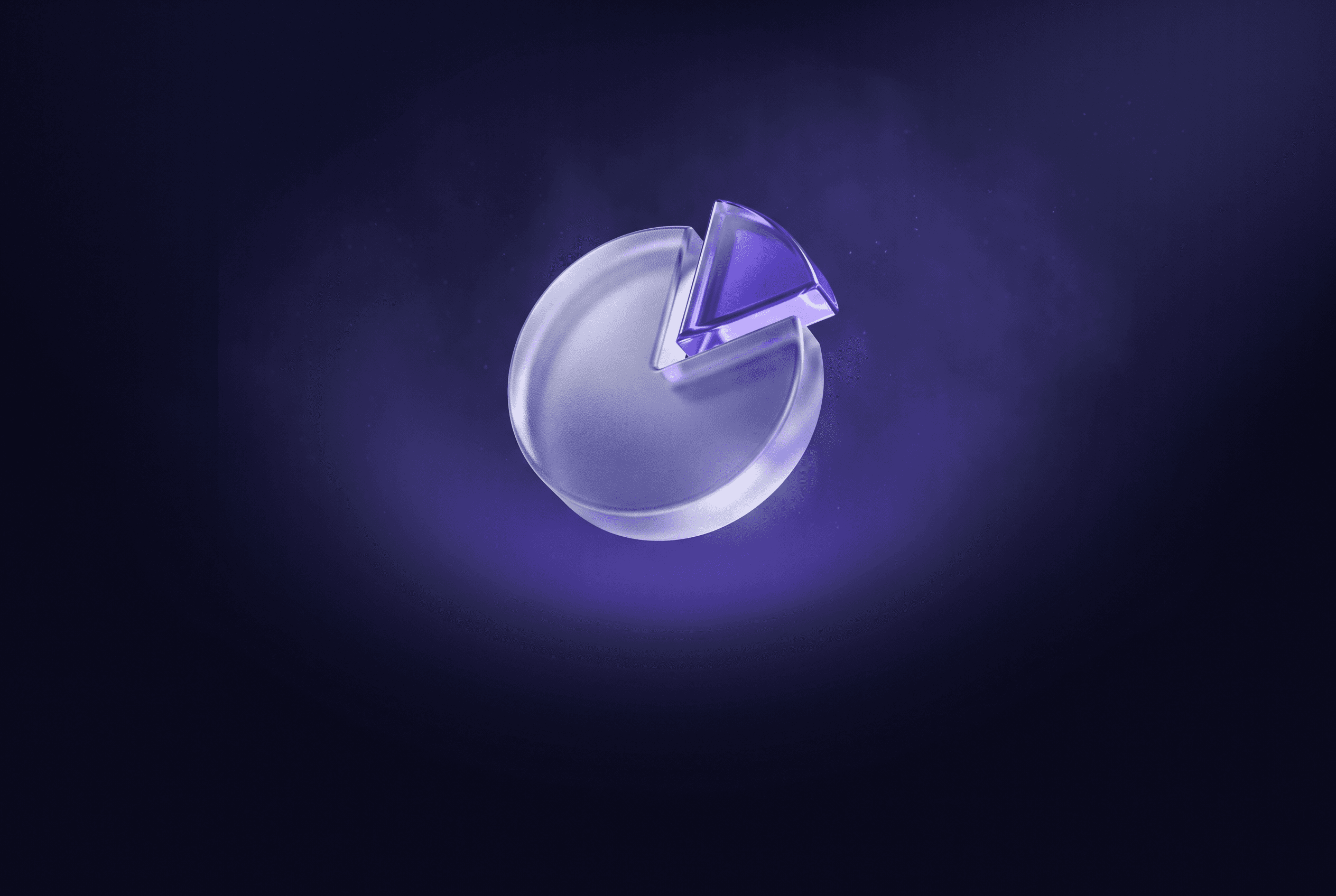 Glass pie disc with one violet wedge lifted, illustrating creator platform fees compared