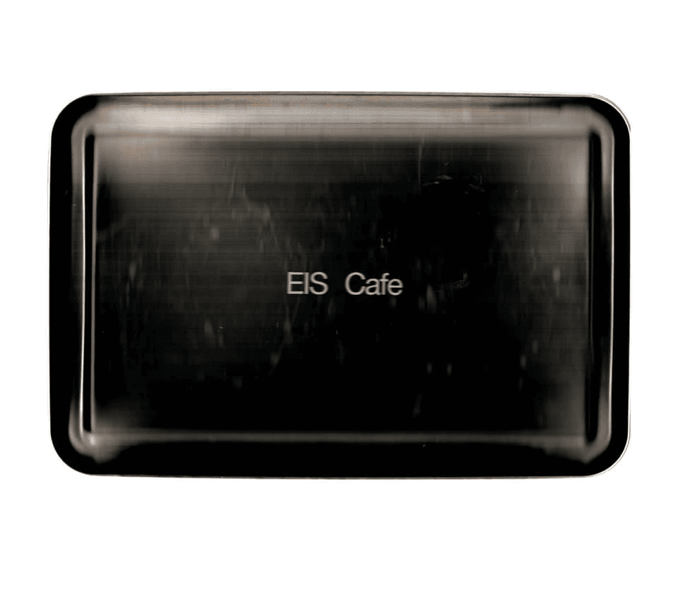 A tray with EIS Cafe logo.