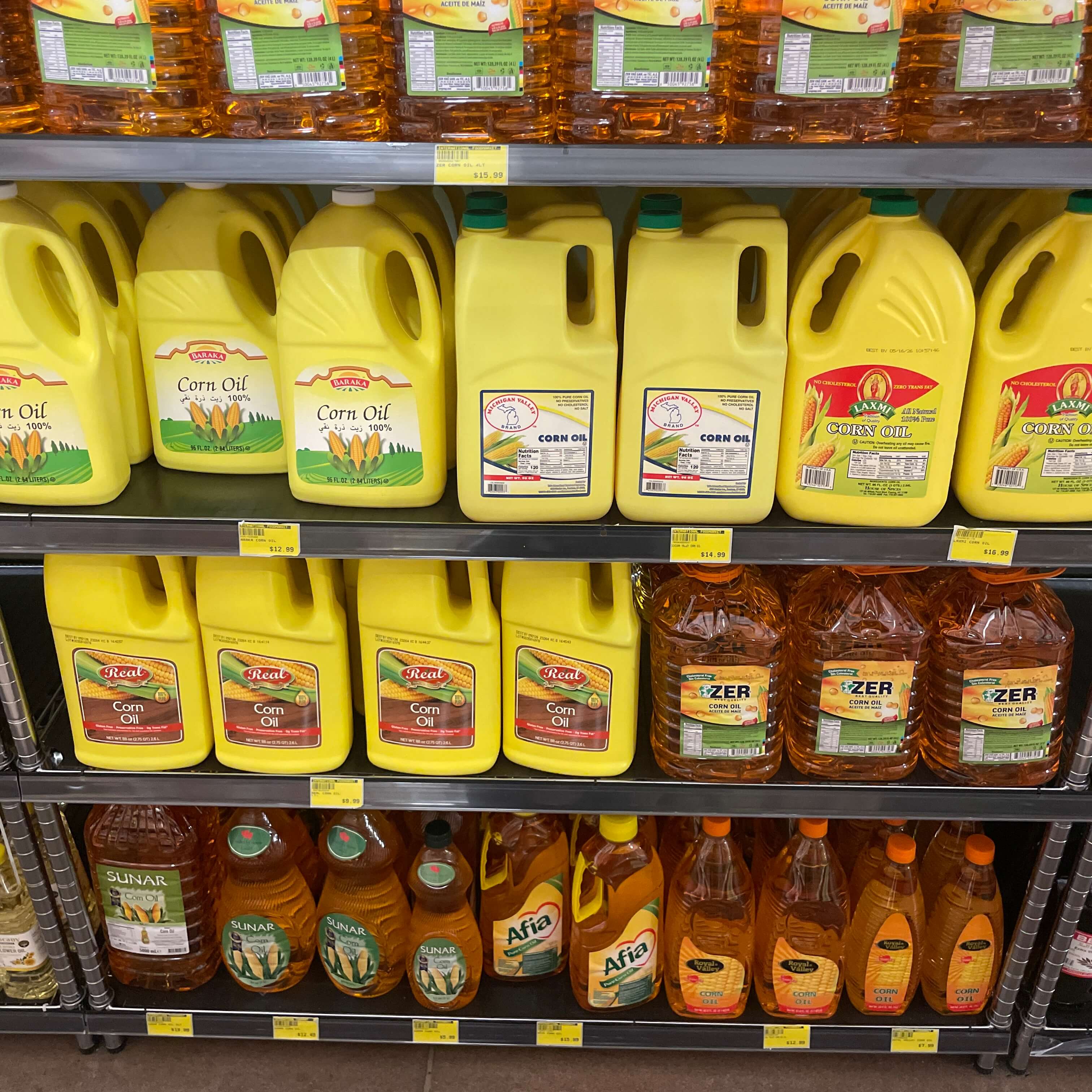 Variety of corn oil and cooking oils available at International Food Market Orlando.